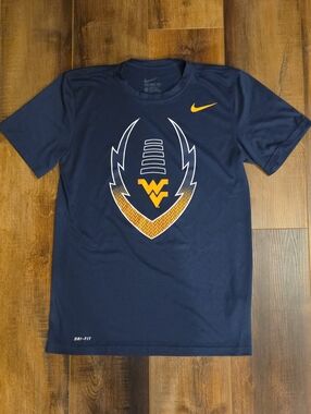 Nike Men’s Navy and Gold WVU Graphic Dri-FIT Short Sleeve Tee